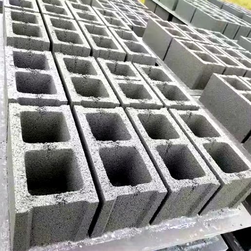 Hollow concrete blocks close-up