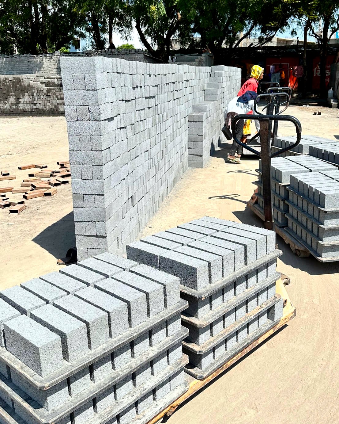 Concrete solid block stacks