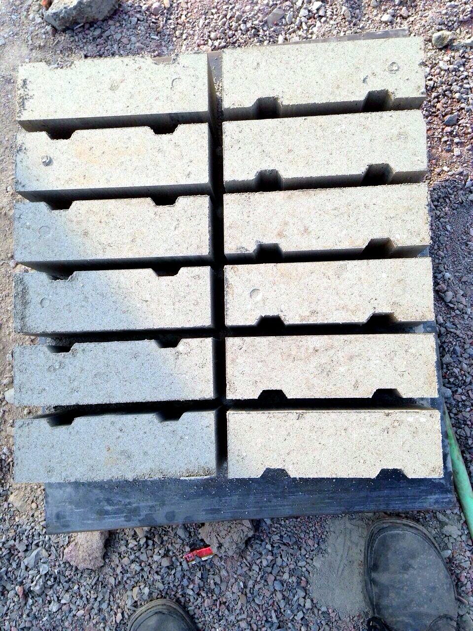 Pressed bricks with frogs on the pallet