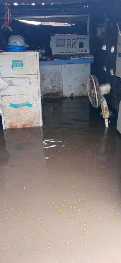 Control panel room at the Dhamra site plant with floodwater inside