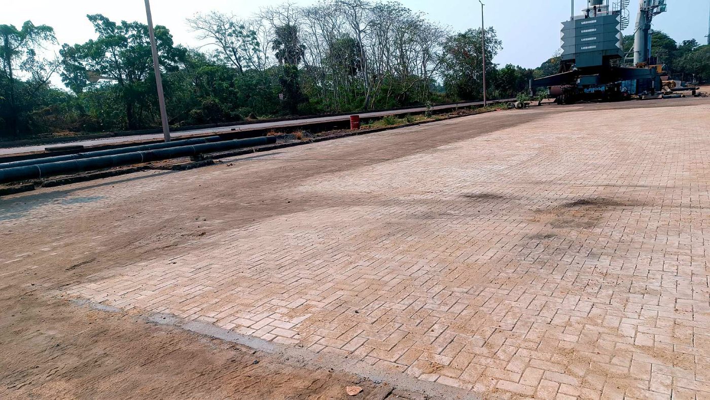 After repair at NMPA — re-laid paver roadway, level and uniform along its full length