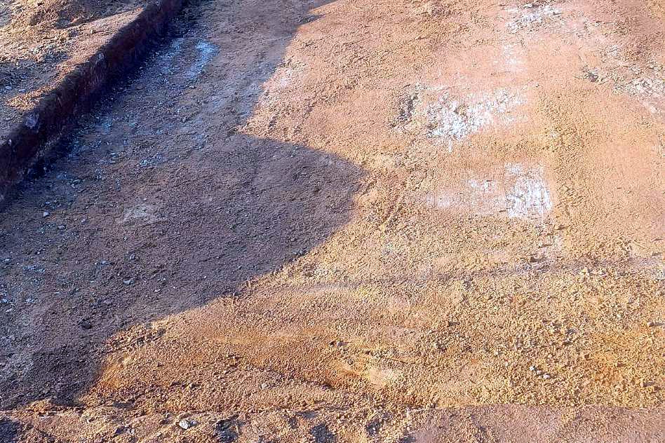 Repair in progress at NMPA — sunken area opened up and stripped for sub-base rectification