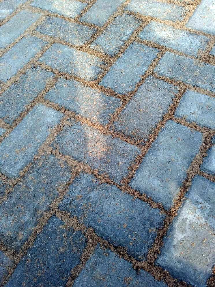 Close view of laid rectangular paver blocks