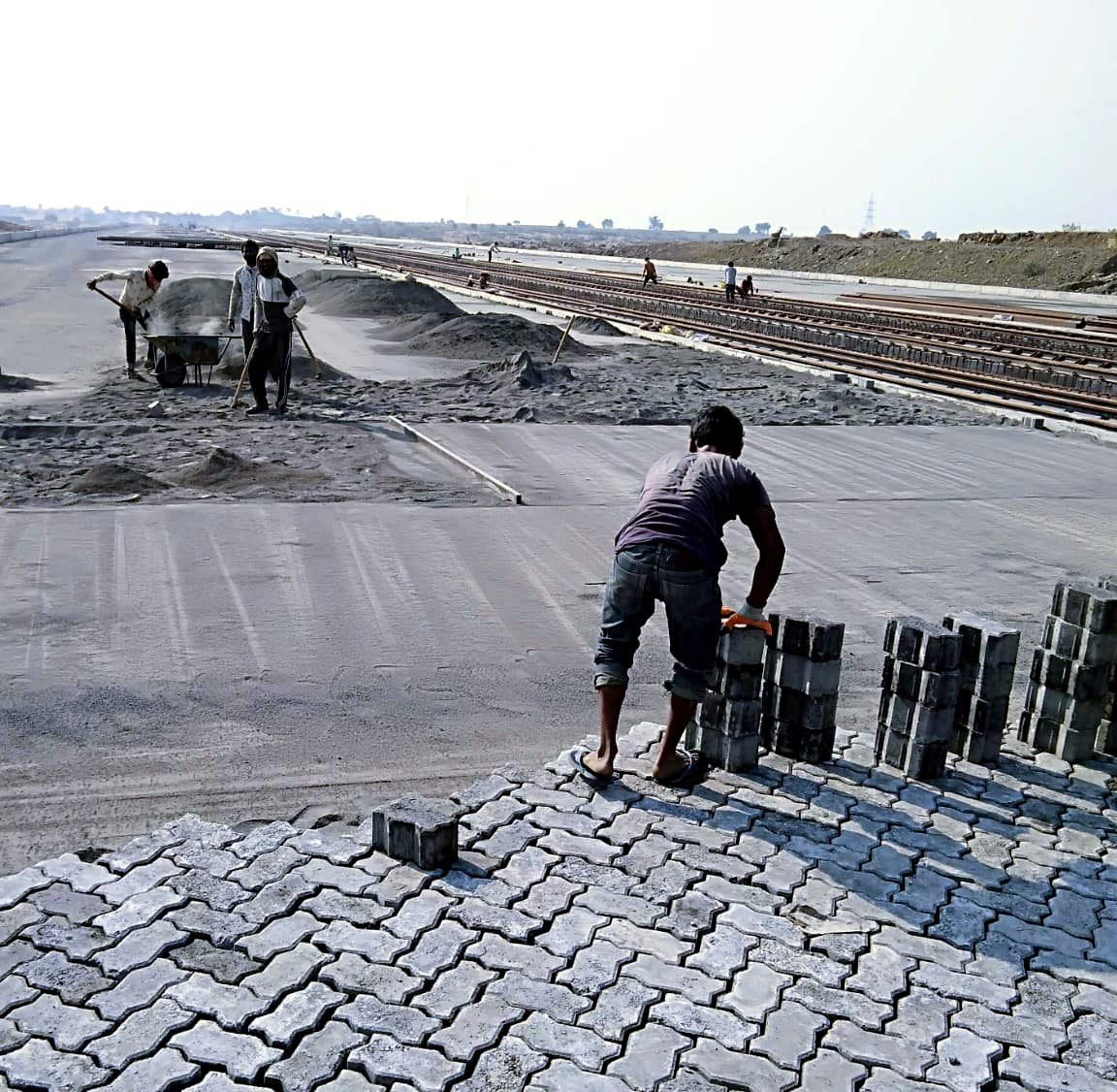 Heavy duty paver blocks laid at a container yard project